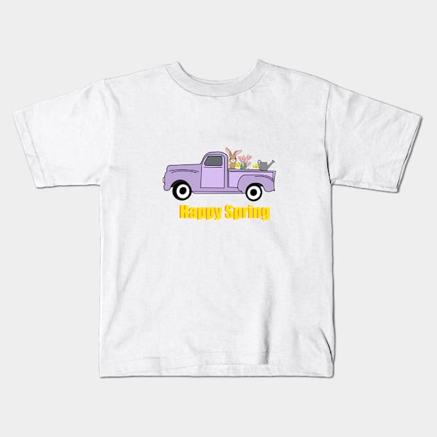 Spring flowers truck Kids T-Shirt by morgananjos